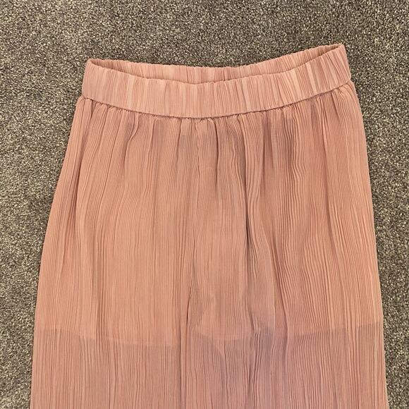 Zara Women's Palazzo Wide Leg Pants Pink Pull On Micro Pleated Size XS - NWT $59 - Picture 4 of 15